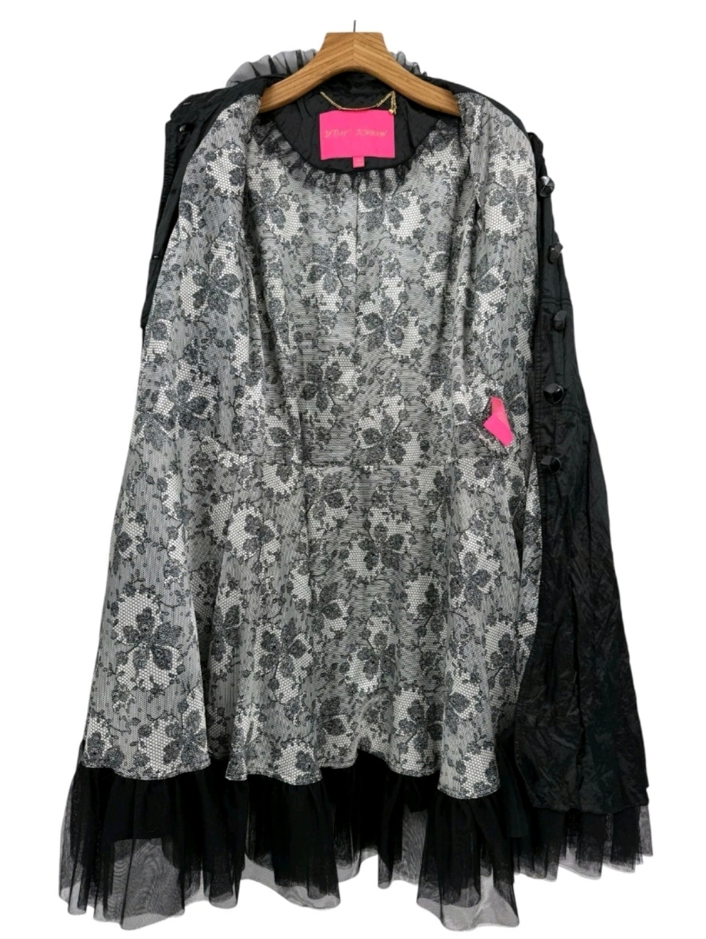 🖤Vtg Betsey Johnson Whimsigoth Crinoline Trench Coat - Picture 17 of 17